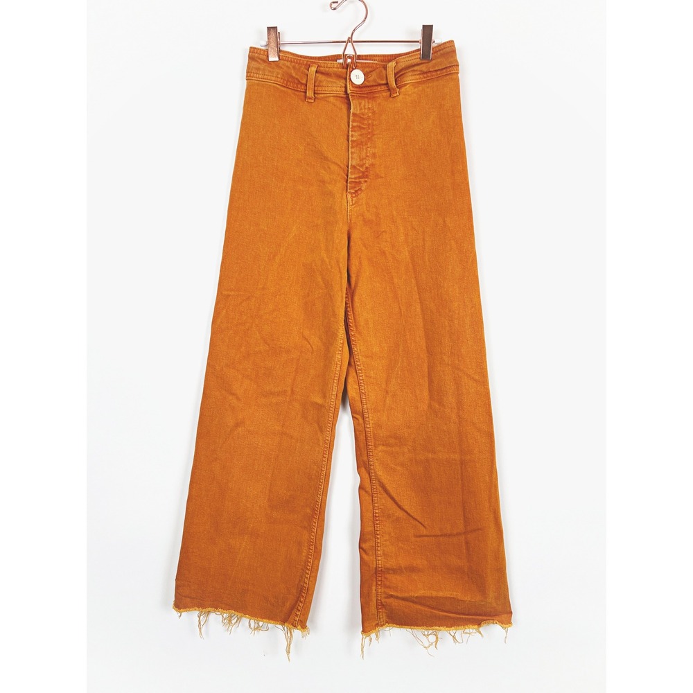 Zara The Marine Straight High Rise Wide Leg Jean Trousers 6
